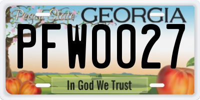 GA license plate PFW0027