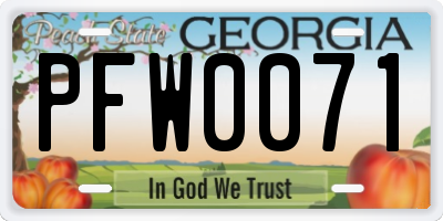 GA license plate PFW0071