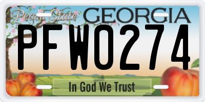 GA license plate PFW0274