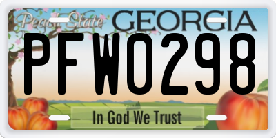 GA license plate PFW0298