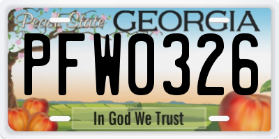 GA license plate PFW0326