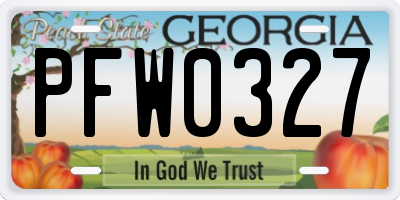 GA license plate PFW0327