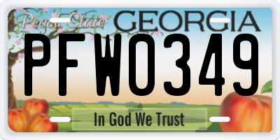 GA license plate PFW0349