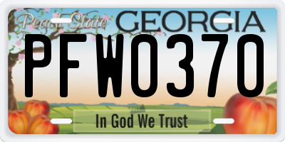 GA license plate PFW0370