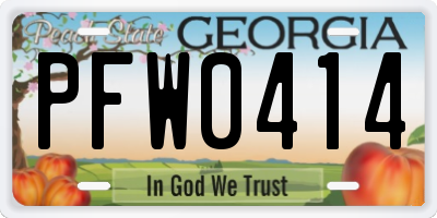 GA license plate PFW0414