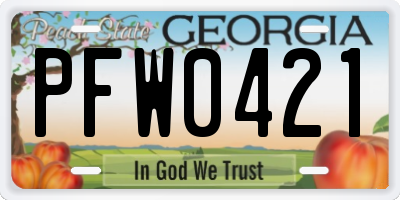 GA license plate PFW0421