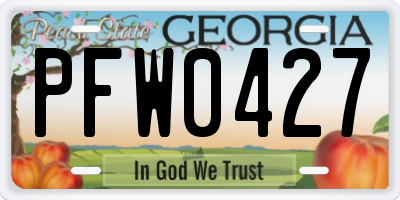 GA license plate PFW0427
