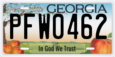 GA license plate PFW0462