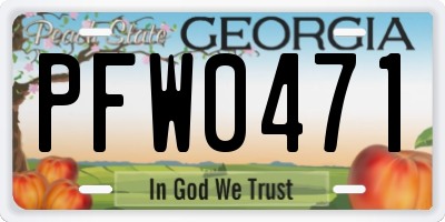 GA license plate PFW0471