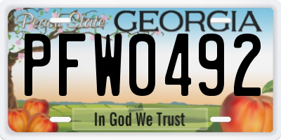 GA license plate PFW0492