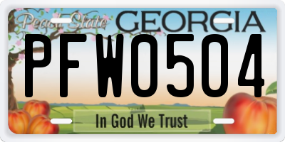 GA license plate PFW0504