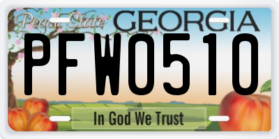 GA license plate PFW0510