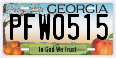 GA license plate PFW0515