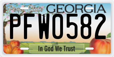GA license plate PFW0582