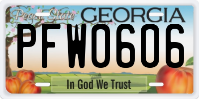 GA license plate PFW0606