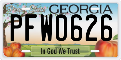 GA license plate PFW0626