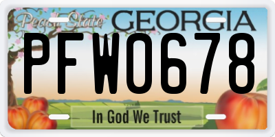 GA license plate PFW0678