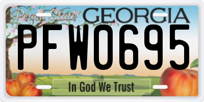 GA license plate PFW0695