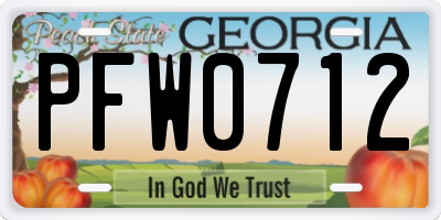 GA license plate PFW0712
