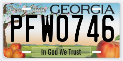 GA license plate PFW0746