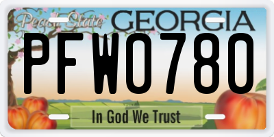 GA license plate PFW0780