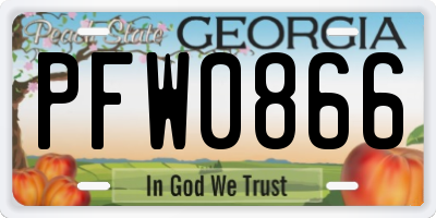 GA license plate PFW0866