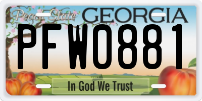GA license plate PFW0881