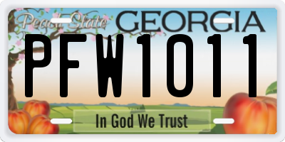 GA license plate PFW1011