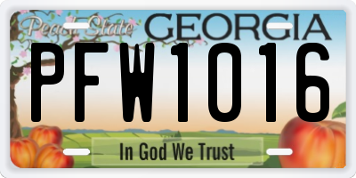 GA license plate PFW1016