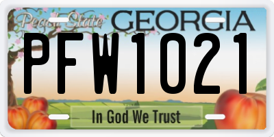 GA license plate PFW1021