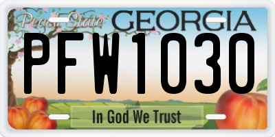 GA license plate PFW1030