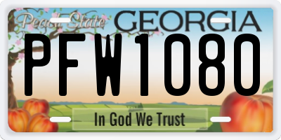 GA license plate PFW1080