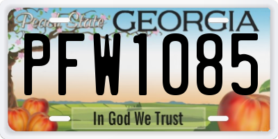 GA license plate PFW1085