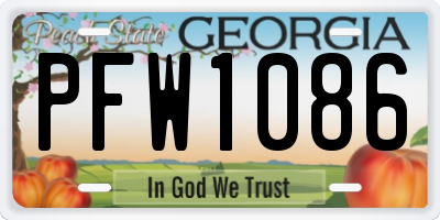 GA license plate PFW1086