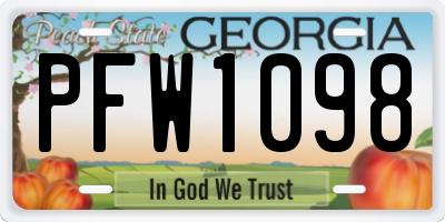 GA license plate PFW1098
