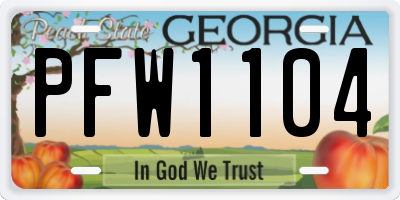 GA license plate PFW1104