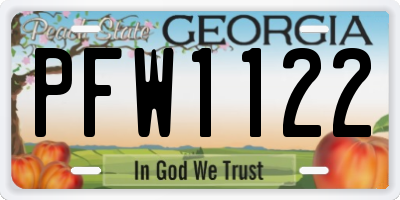 GA license plate PFW1122