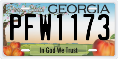 GA license plate PFW1173