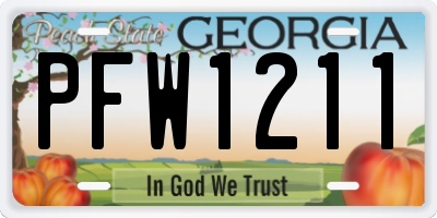 GA license plate PFW1211