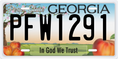 GA license plate PFW1291