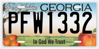 GA license plate PFW1332