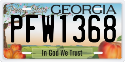 GA license plate PFW1368