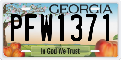 GA license plate PFW1371