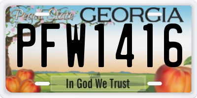 GA license plate PFW1416