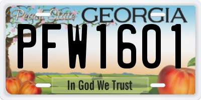 GA license plate PFW1601