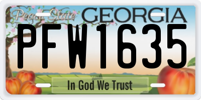 GA license plate PFW1635