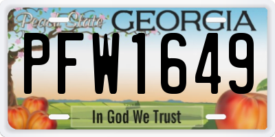GA license plate PFW1649