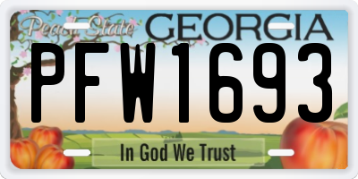 GA license plate PFW1693