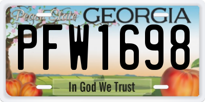 GA license plate PFW1698