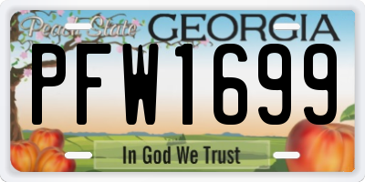 GA license plate PFW1699